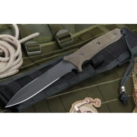 Нож с фиксированным клинком Spartan Breed Fighter (Black SpartaCoat/Green Micarta/Black Molle Sheath) 13.97 см. купить в Сыктывкаре