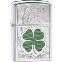 Зажигалка ZIPPO Classic «Клевер» с покрытием High Polish Chrome купить в Сыктывкаре