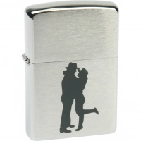 Зажигалка ZIPPO Cowboy Couple Brushed Chrome, латунь, ник.-хром. покр., серебр., матов., 36х56х12 мм купить в Сыктывкаре