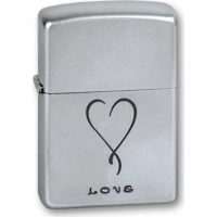 Зажигалка ZIPPO Love Satin Chrome, латунь с никеле-хромовым покрыт., серебр., матовая, 36х56х12 мм купить в Сыктывкаре